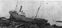 Photo of the French trawler Neptunia wrecked on Brimsness, Hoy Orkney, February 1936